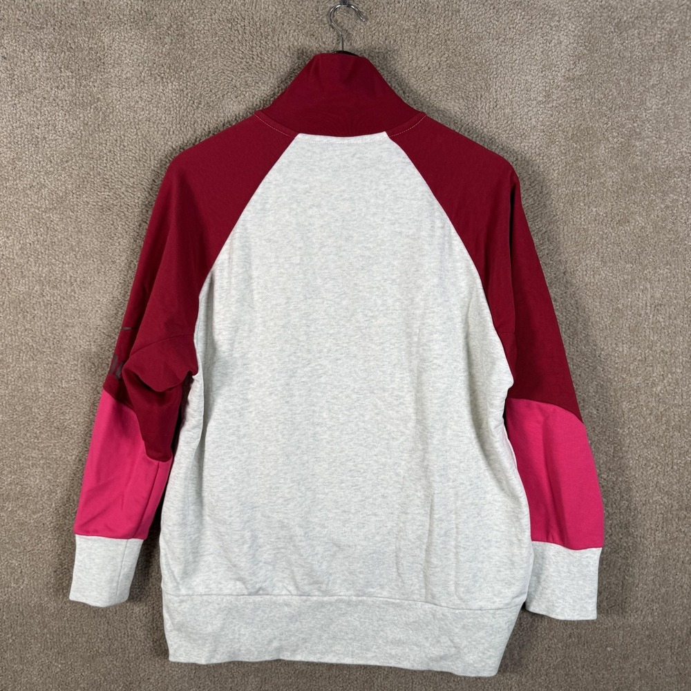 Nike Dri Fit Sweatshirt Womens Medium Gray Red Quarter Zip Just Do It Pullover - Picture 12 of 13